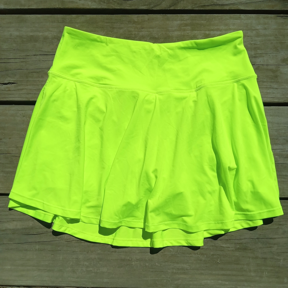 Neon Yellow Green Women's Athletic Skort High-Waist NWT 4 Pockets